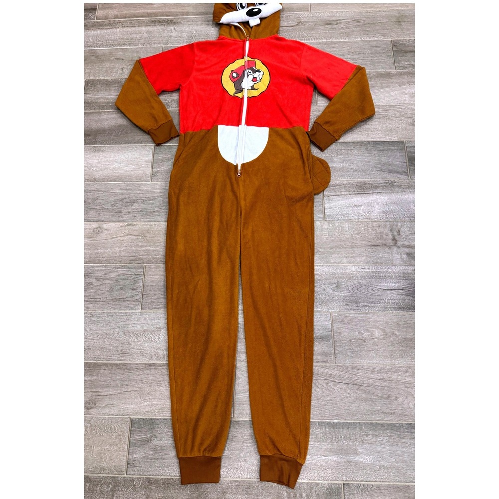 Buc-ee's Beaver Adult S/M Mascot Union Suit Pajamas Costume Hood Tail Costume